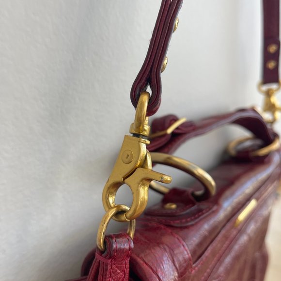 Rebecca Minkoff Briefcase Style Distressed Red Leather Shoulder or Handheld Bag - Picture 6 of 16